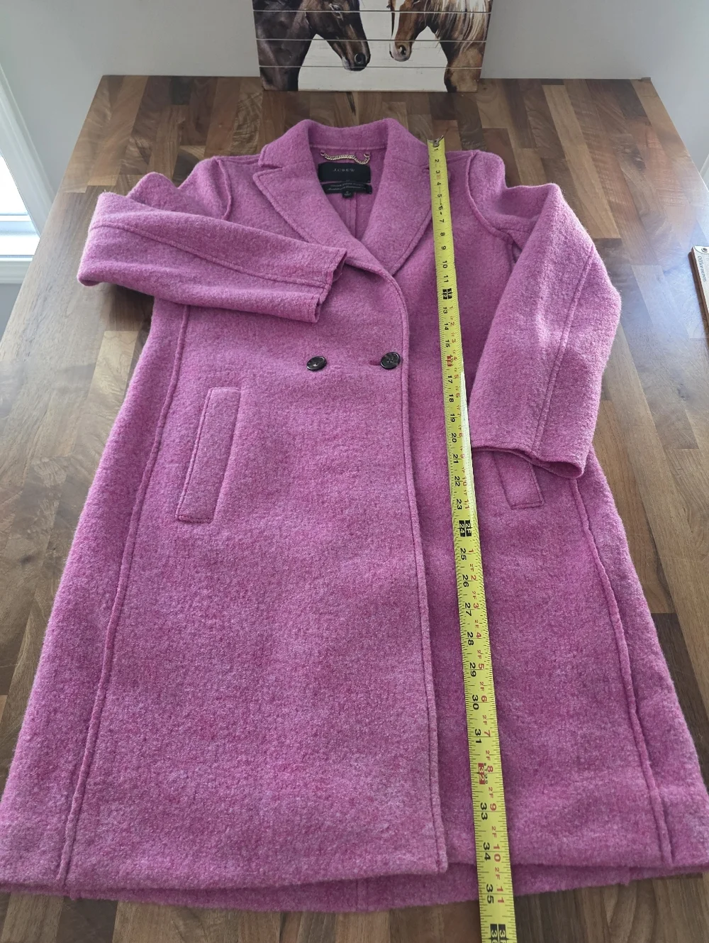 J. Crew Bright Pink Daphne Italian Boiled Wool Coat Size 0 - Picture 8 of 11